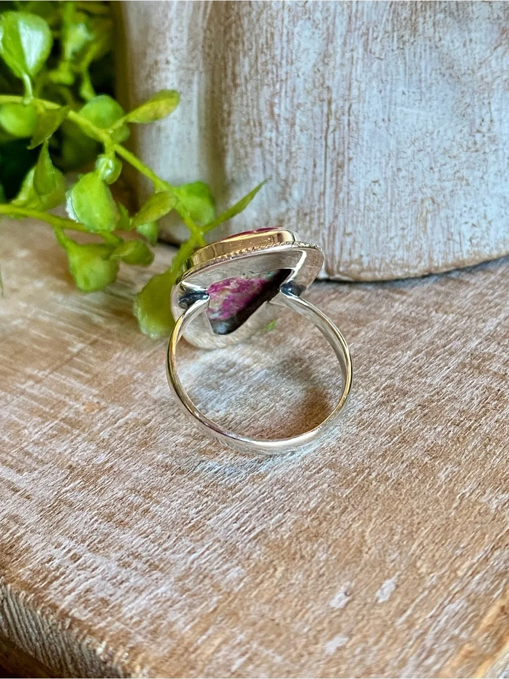 Pink Sea Sediment Jasper ring 925 sterling silver southwestern boho size 8.5
